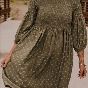 Roolee Olive Long Sleeve Dress size L
